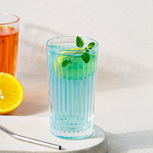 Lined Clear Water Glasses Set of 6, 280 ML